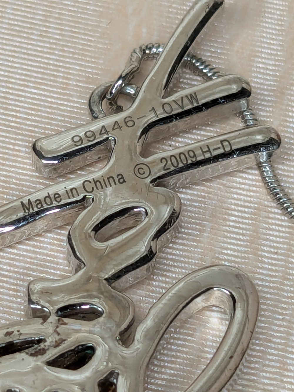 Y2K Retro Harley Davidson Crystal Necklace Bar Logo Silver Bikercore Moto - Picture 7 of 9